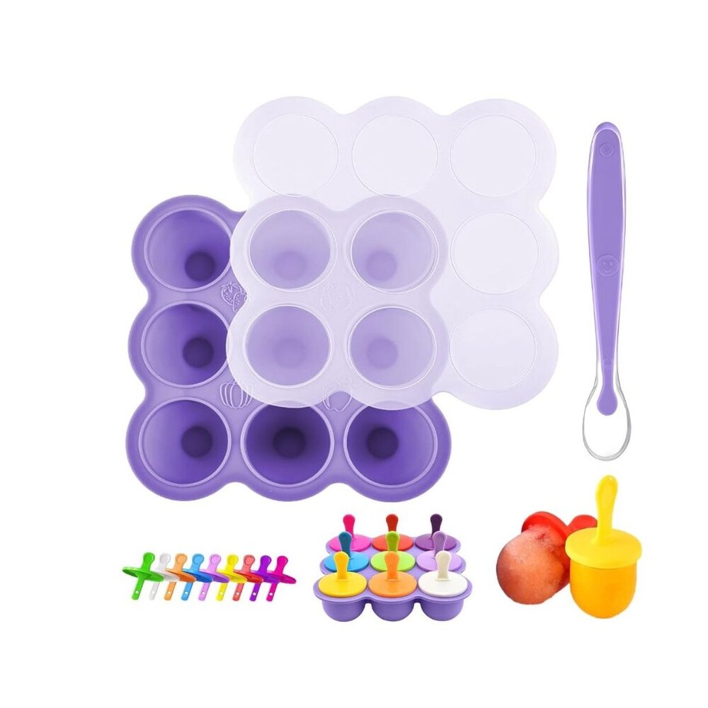 Silicone Baby Food Freezer Tray Multi Portion Storage Mold Purple
